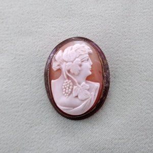 Antique Cameo Brooch Hand Carved Shell